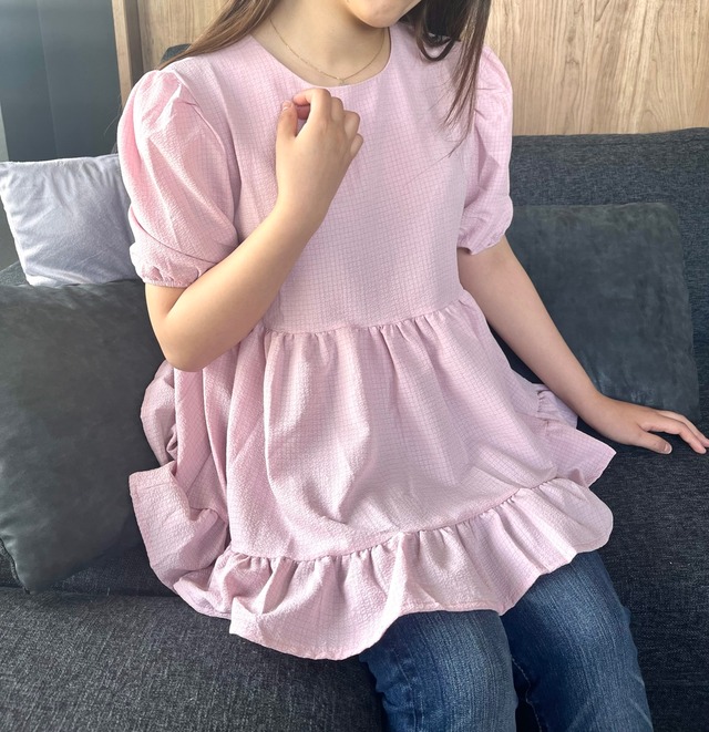 Puff sleeve tops(Pink・White)