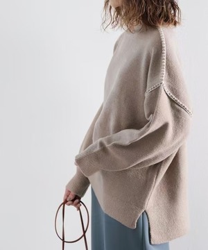 配色ステッチ入り　ニットプルオーバー　AJ1102-8093