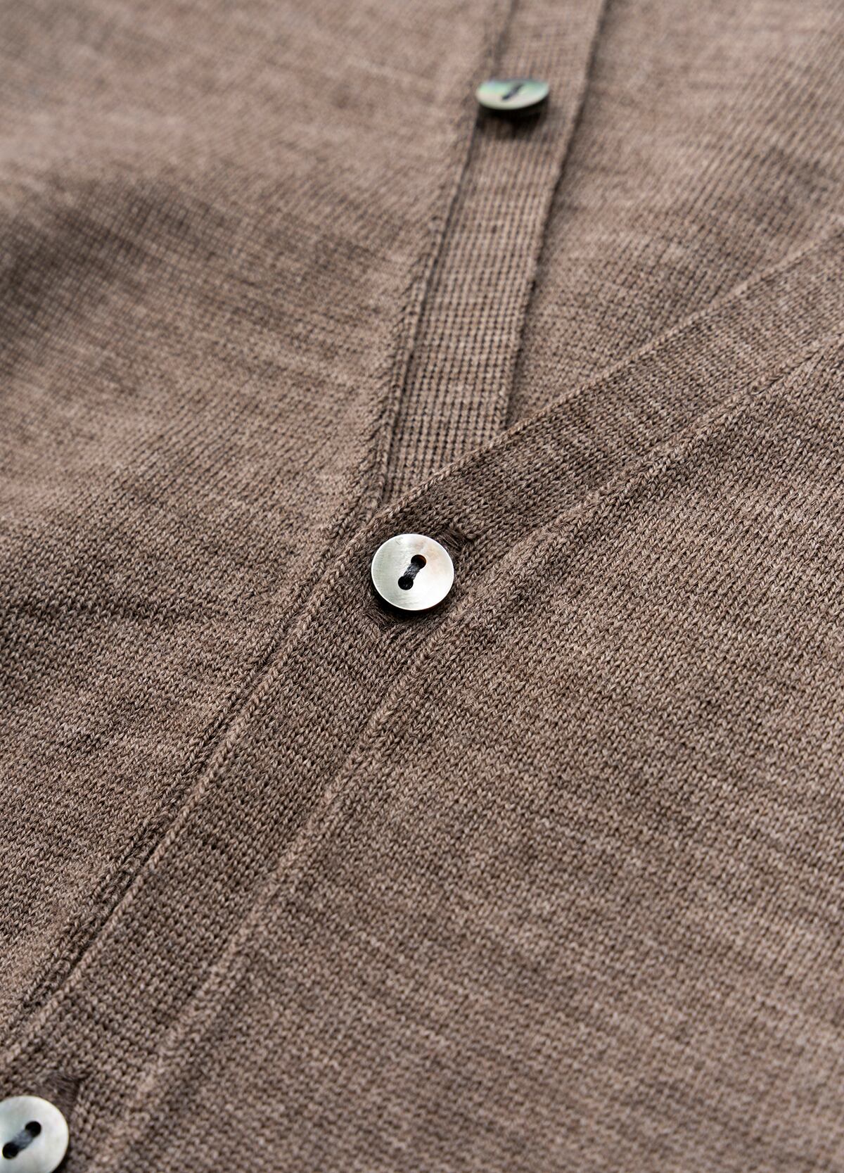 CONTROLLA+ fine merino mock neck cardigan knit (brown)