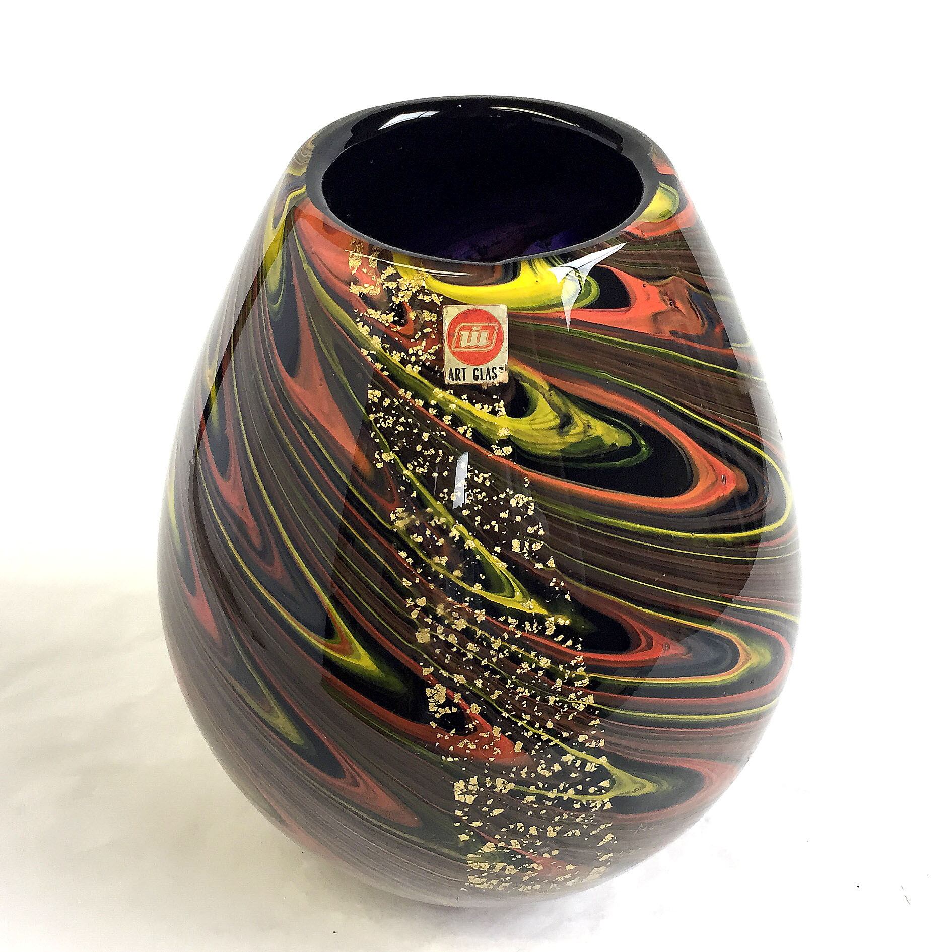 タイム Art Glass IWATU GLASS 瑠璃色の花瓶 | paraco.ge