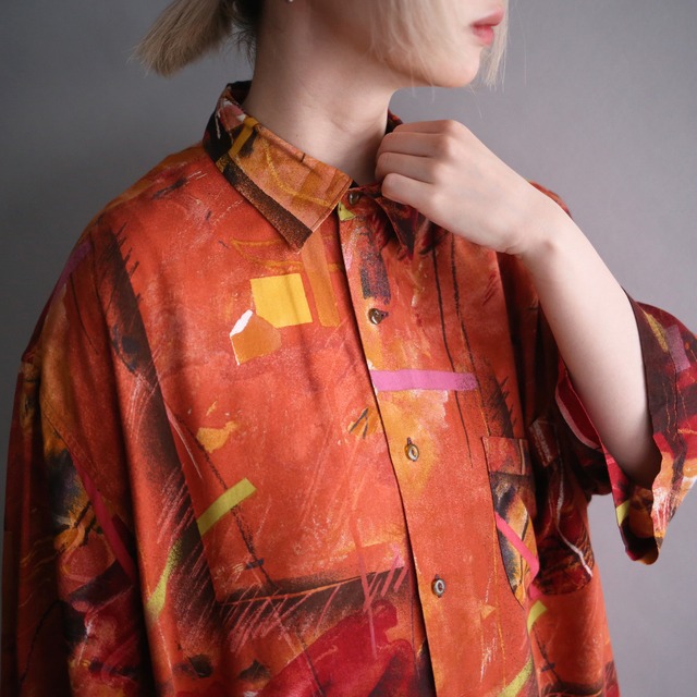 "夕焼け" good coloring art pattern loose h/s shirt