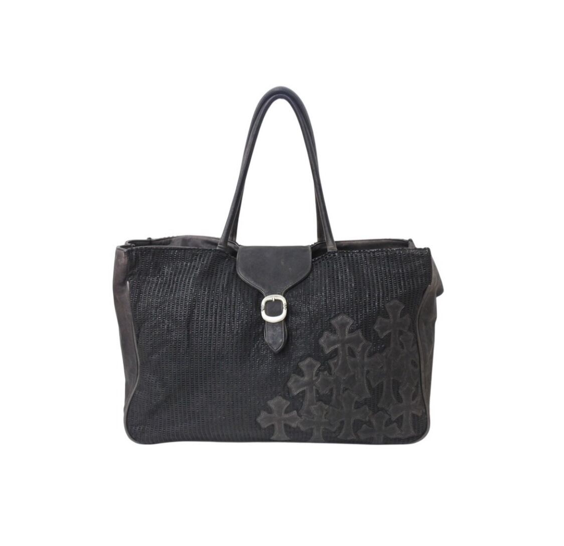 CHROME HEARTS クロムハーツ JET SET トートバッグ ボストンバッグ クロスパッチ レザー