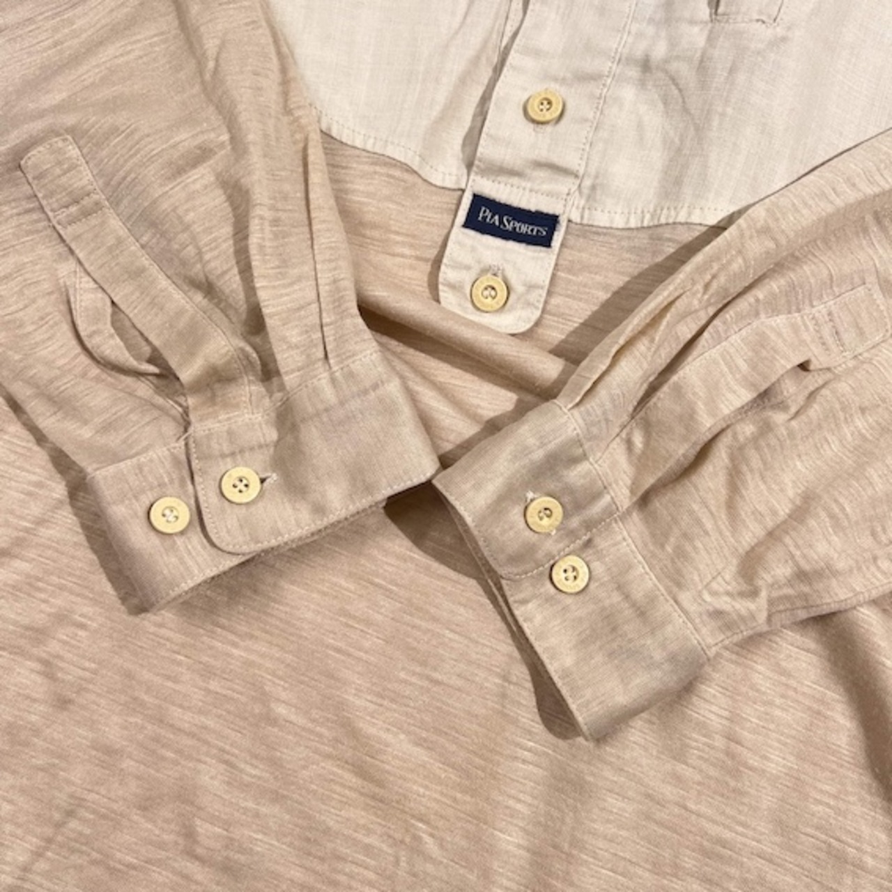 リネン混 PIA SPORTS ピアスポーツ BD ボタンダウン 長袖 プルオーバー シャツ 4/ベージュ系 メンズ