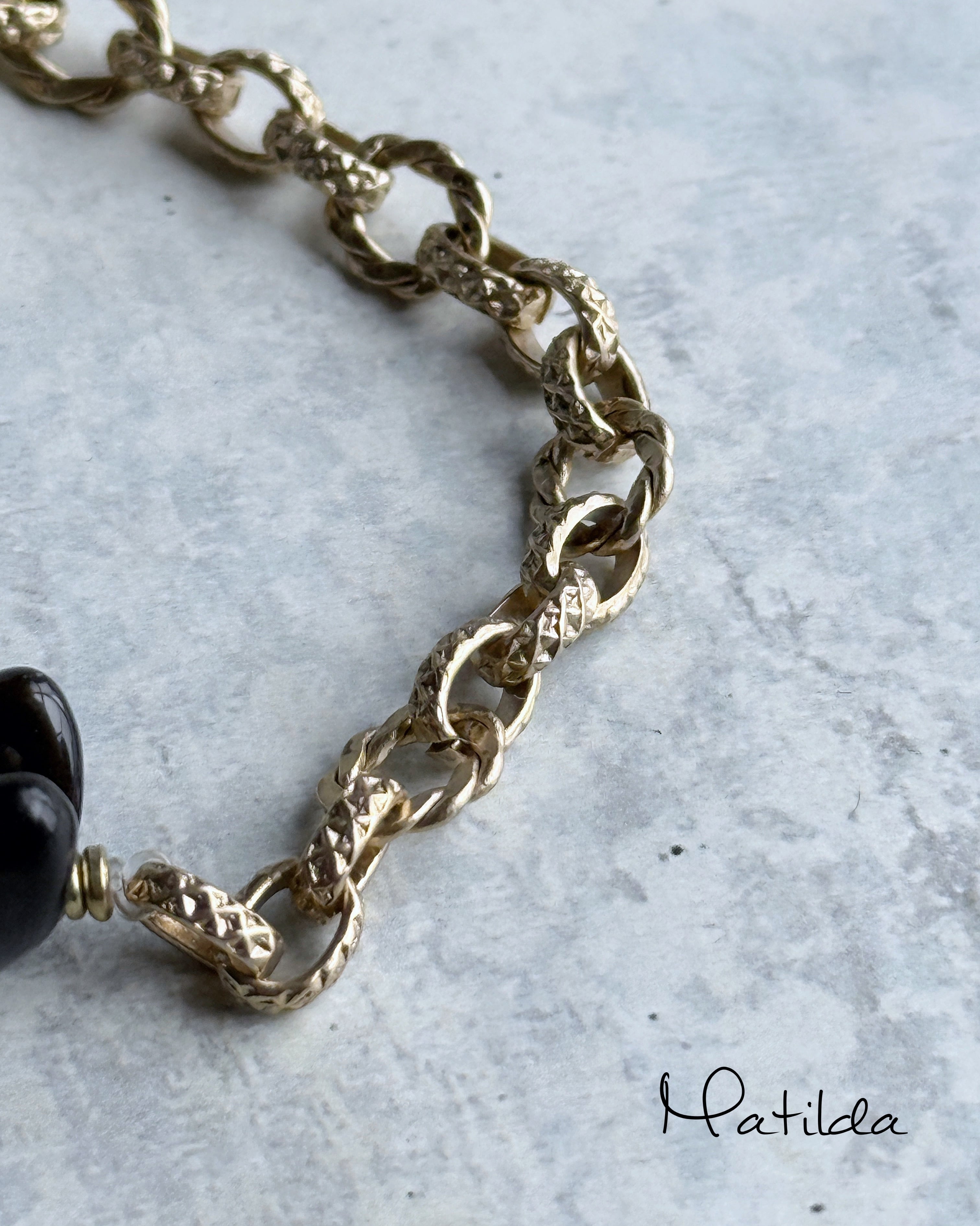 Chain & stone bracelet(ゴールデンオブシディアン)