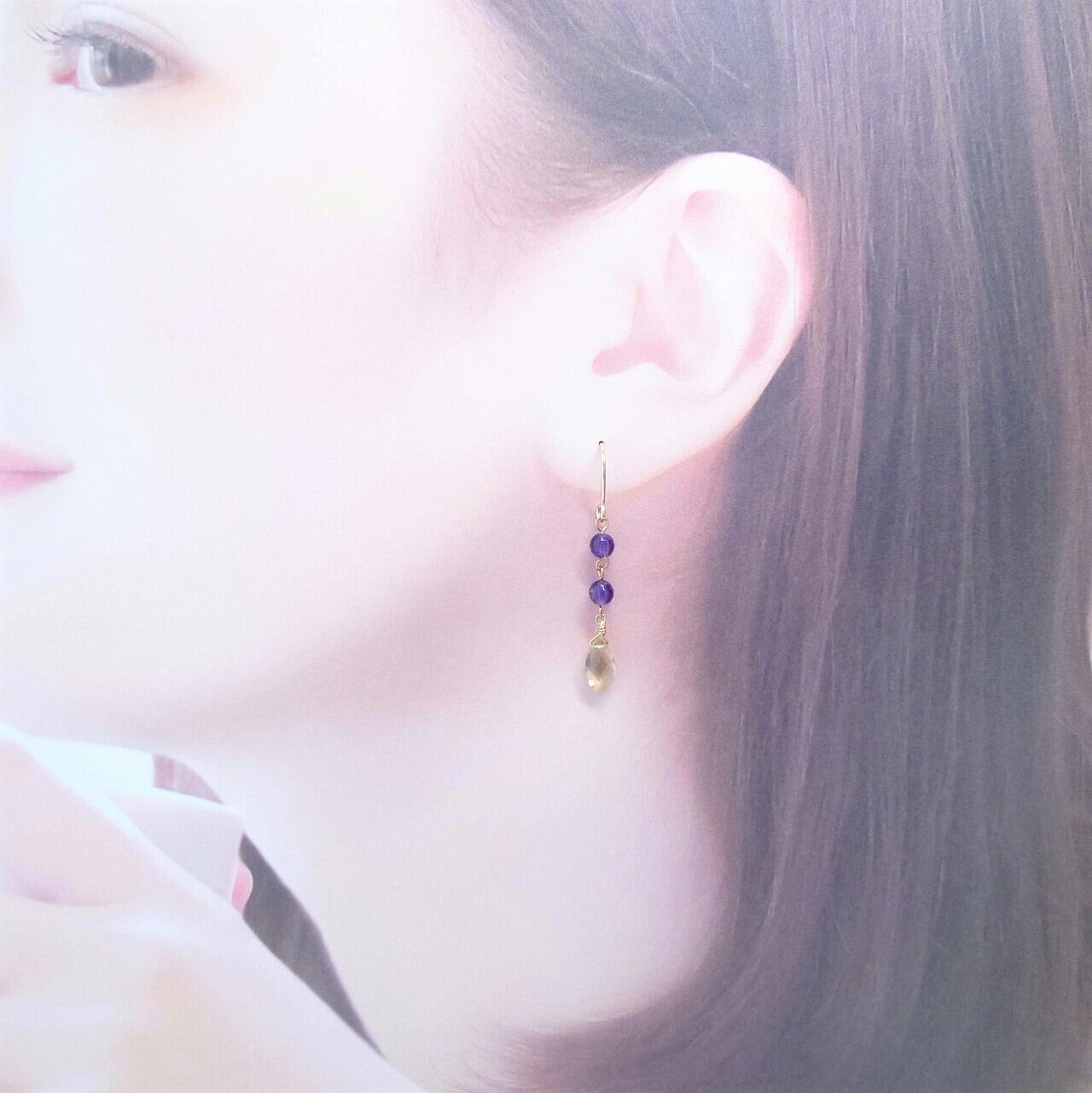 s様 レモンクォーツ アメシスト ピアス