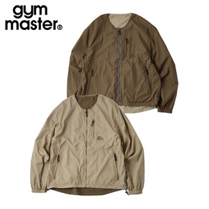 gym master ジムマスター リバーシブル ナイロン ノーカラージャケット 軽量 防風 ドローコード ジップアップ ライトアウター G918634 BEG×KHK