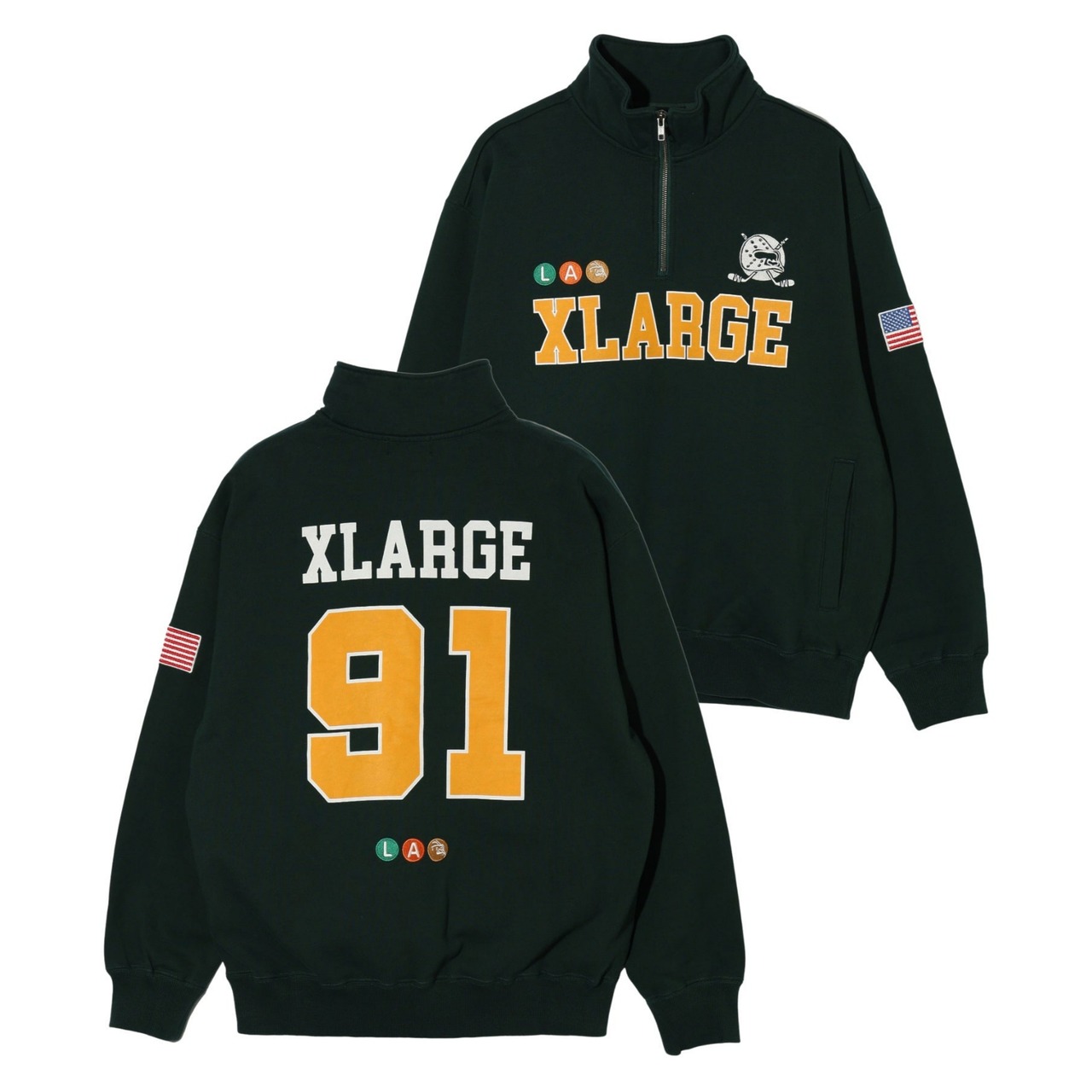 【XLARGE】HOCKEY HALF ZIP SWEATSHIRT【エクストララージ】