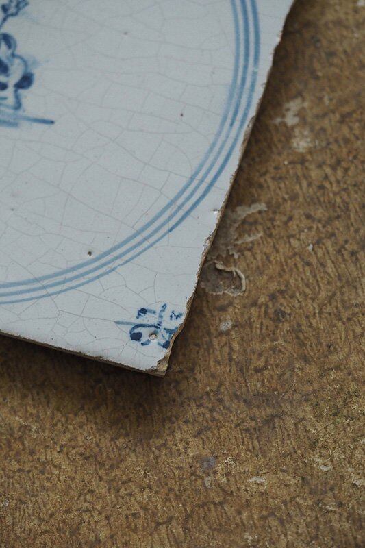 デルフトタイル 縞うさぎ-antique delft tile | アンティーク