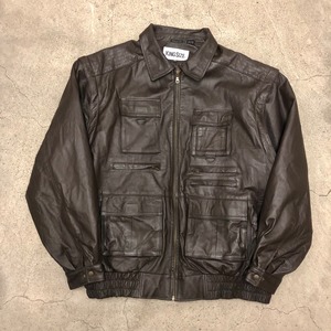 90s KINGSIZE/Leather jacket/3XL/レザージャケット/ブラック/袖取り外し可能/キングサイズ
