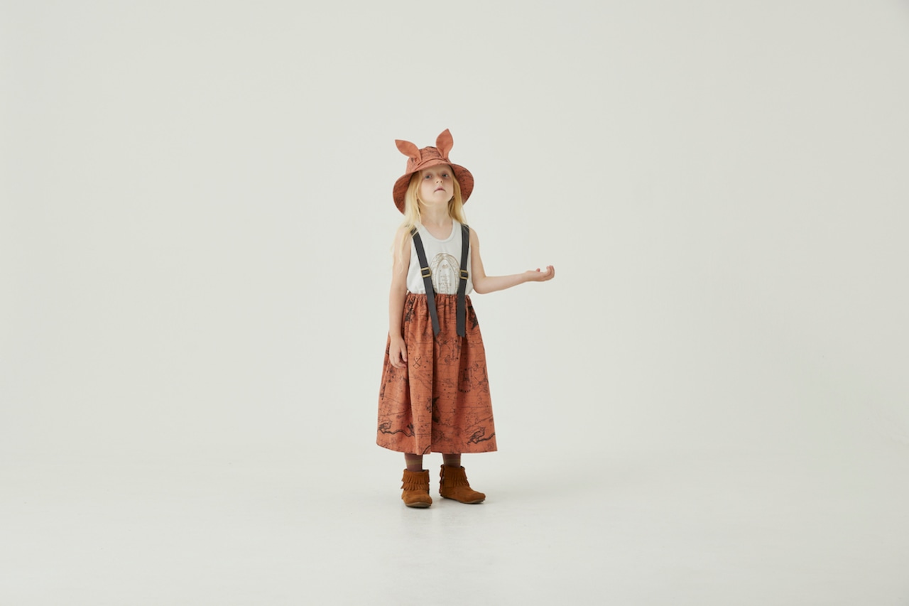 〈 eLfin Folk 24SS 〉 Noctua Suspenders Skirt / elf-241F14 / スカート / brick red /