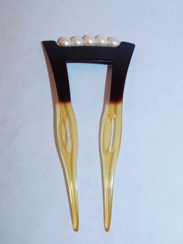 ベークライトの櫛と笄 bakelite work ornamental comb and hair pin(No26)