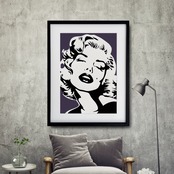 Monroe Love (dark blue)｜シックでラグジュアリーなモンローアートポスター｜大人の空間を飾る白黒デザイン｜A4ポスター