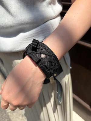 Christian Dior / vintage leather lace up bracelet.（o）