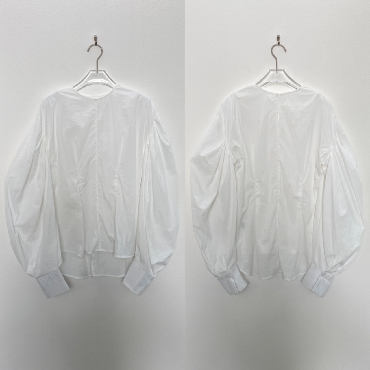 ナイロンパフスリーブtops/ホワイト