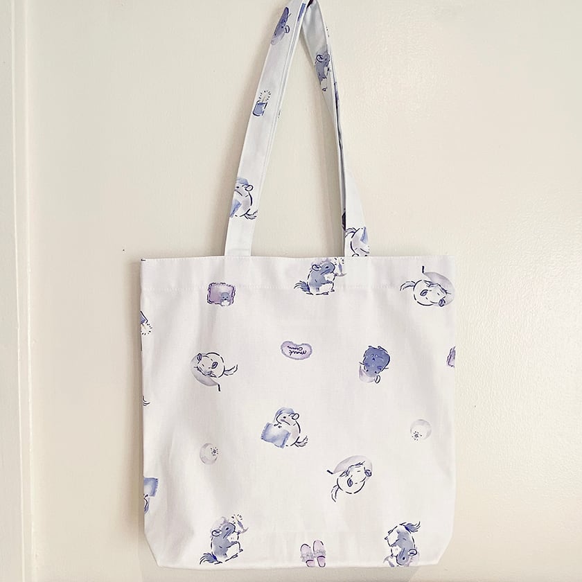 チンチラ　PJC 総刺繍　爽やかな藤色　未使用 　　Ｌサイズ フルプリントトート チンチラ | チンチラ雑貨MarkCrown｜チンチラ