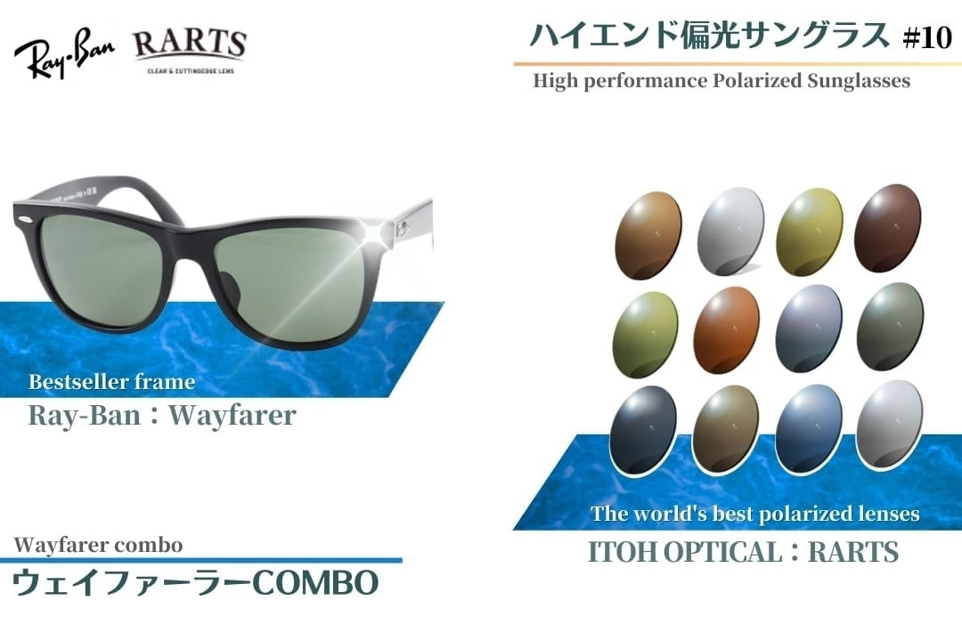 オリジナル偏光サングラス #03 クリア フロッグスキン × RARTS 釣り