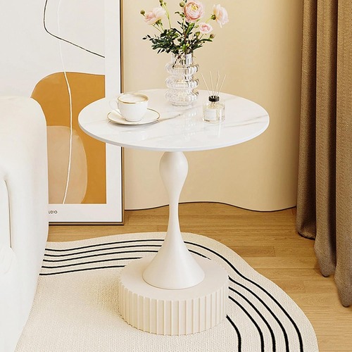 サイドテーブル テーブル ミニテーブル ナイトテーブル コーヒーテーブル ヨーロピアン おしゃれ シンプル 石目柄 テラゾー柄 ホワイト 白 グレー 韓国風 インテリア 丸型 ラウンド 大理石 コンパクト 可愛い