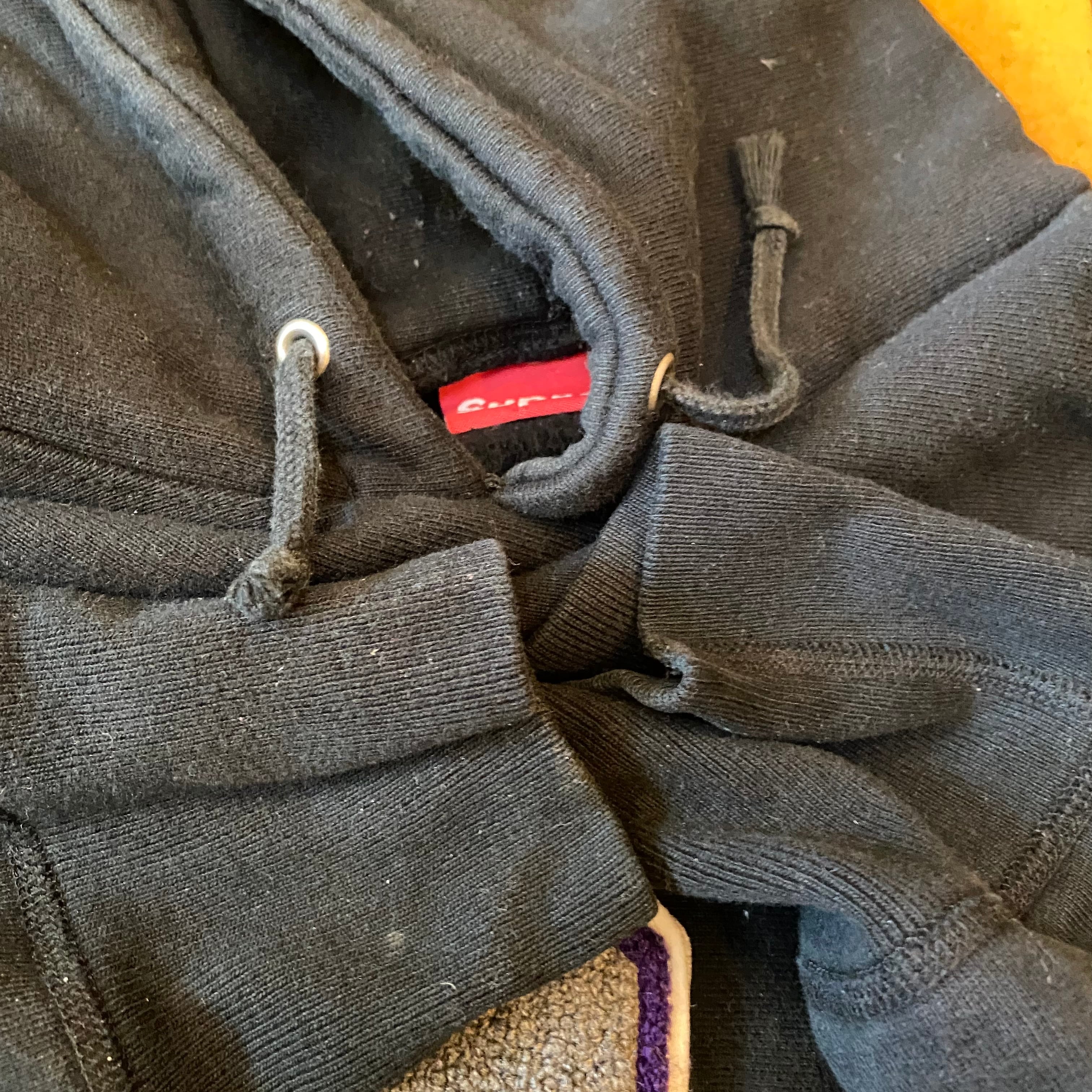 supreme シニールワッペン リバース パーカ 黒 XL