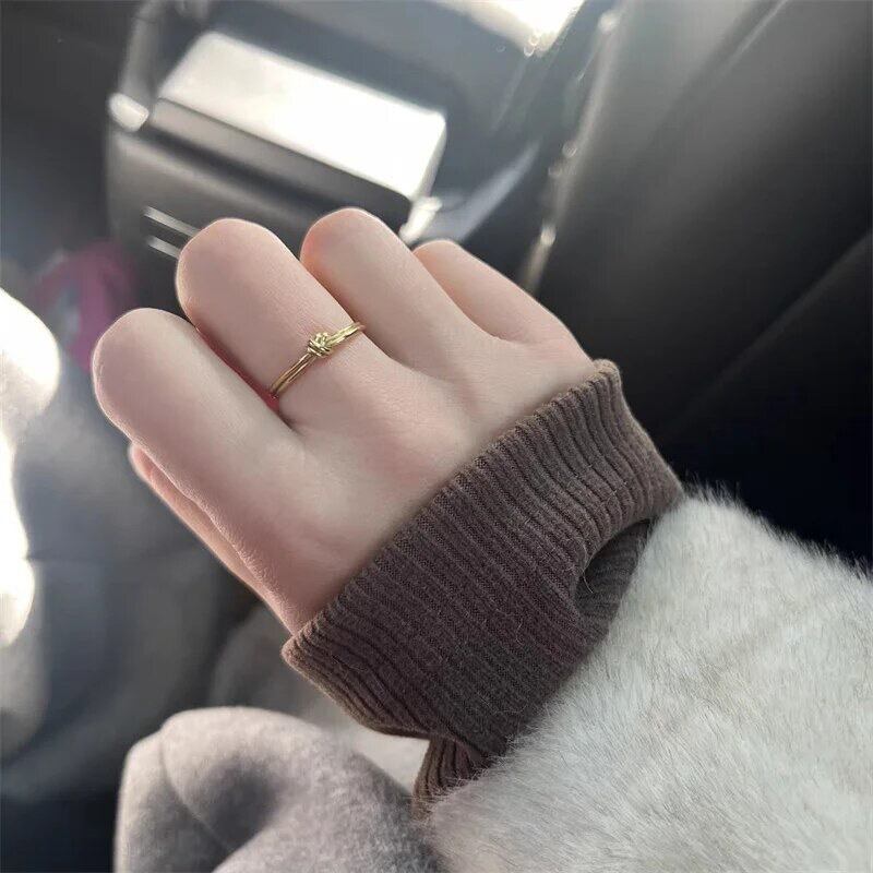 金アレ対応 316L 18k ノットデザイン華奢リング(0545)