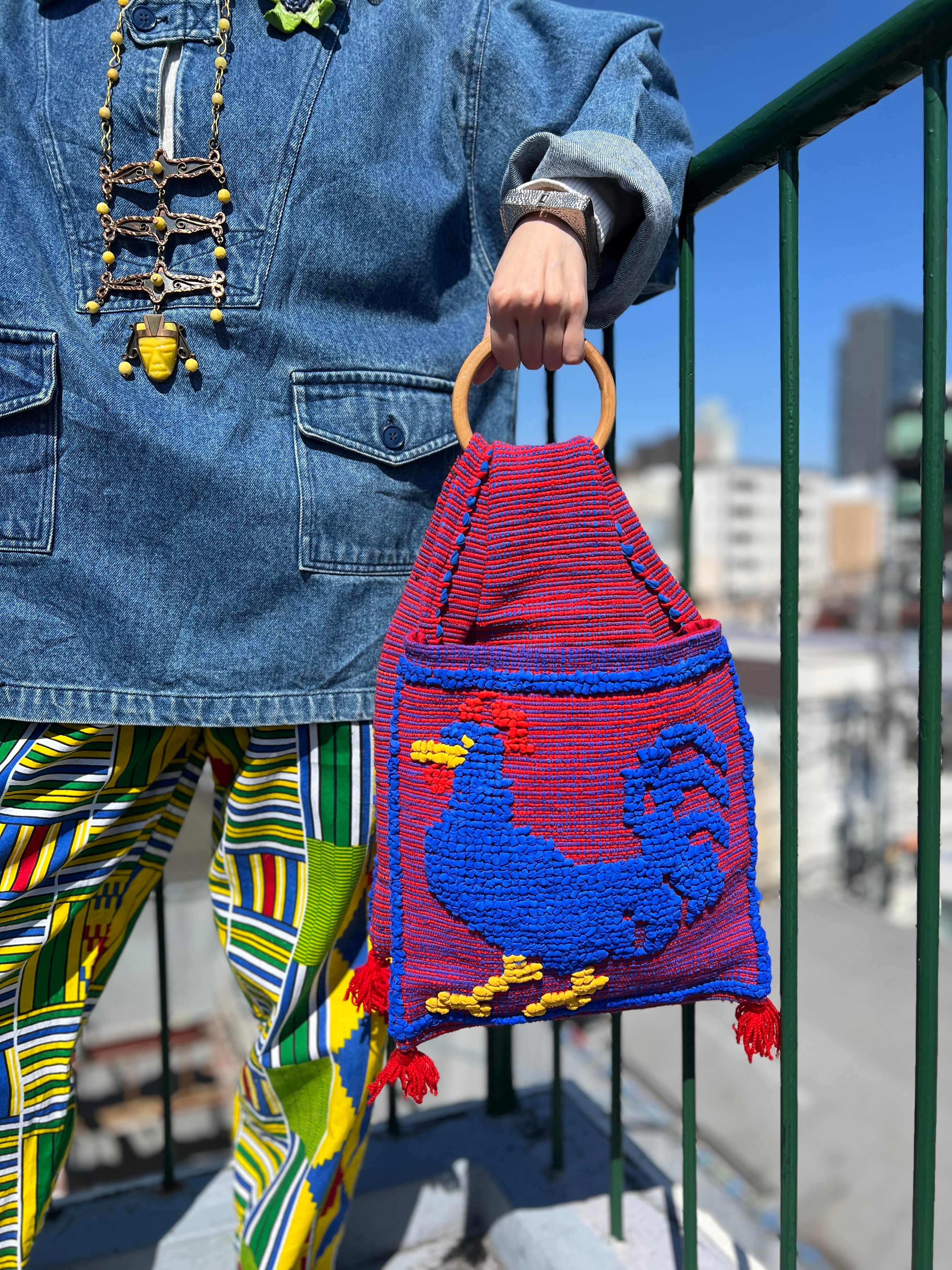 Vintage handmade bird bag ( ヴィンテージ ハンドメイド 鳥 × ウッド