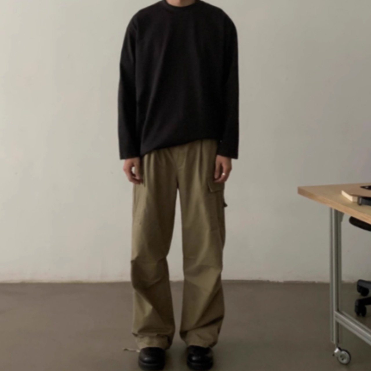 フラップポケットワイドワークパンツ　0888