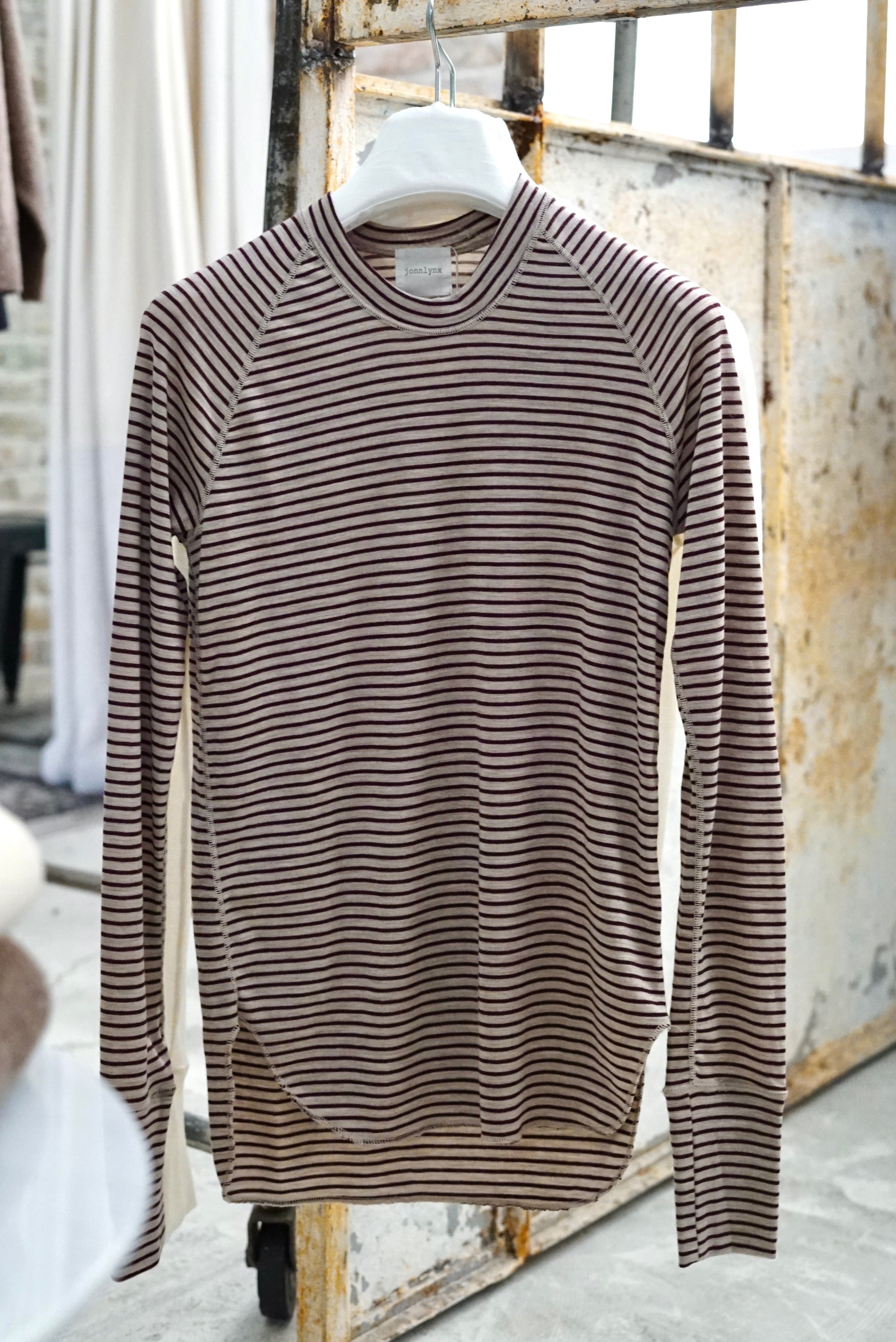 jonnlynx / wool rib tee (white, enji×beige) | JUQUI Online