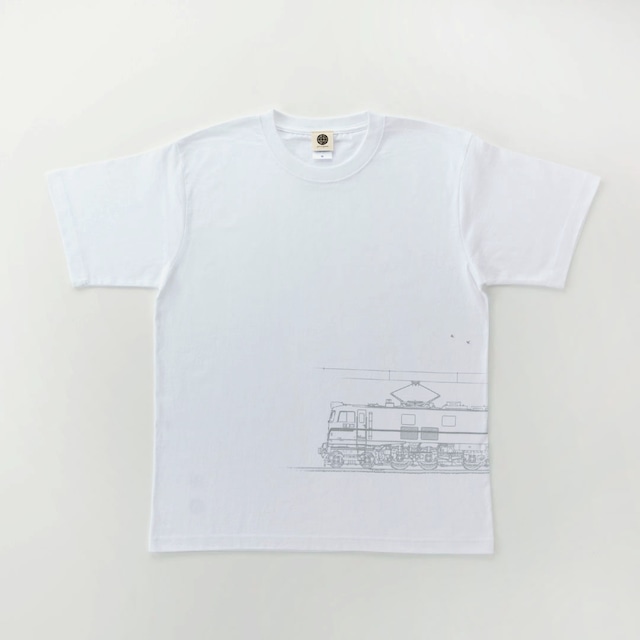 鉄道Tシャツ｜EF58-61（ White × Silver ）  鉄道グッズ　電気機関車Tシャツ　ホワイト　銀　白　Japanese electric locomotive T-shirt