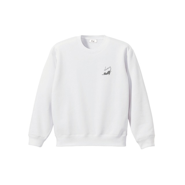 drowsy..CAT LOGO EMBROIDERY CREW SWEAT / 25AW / WH