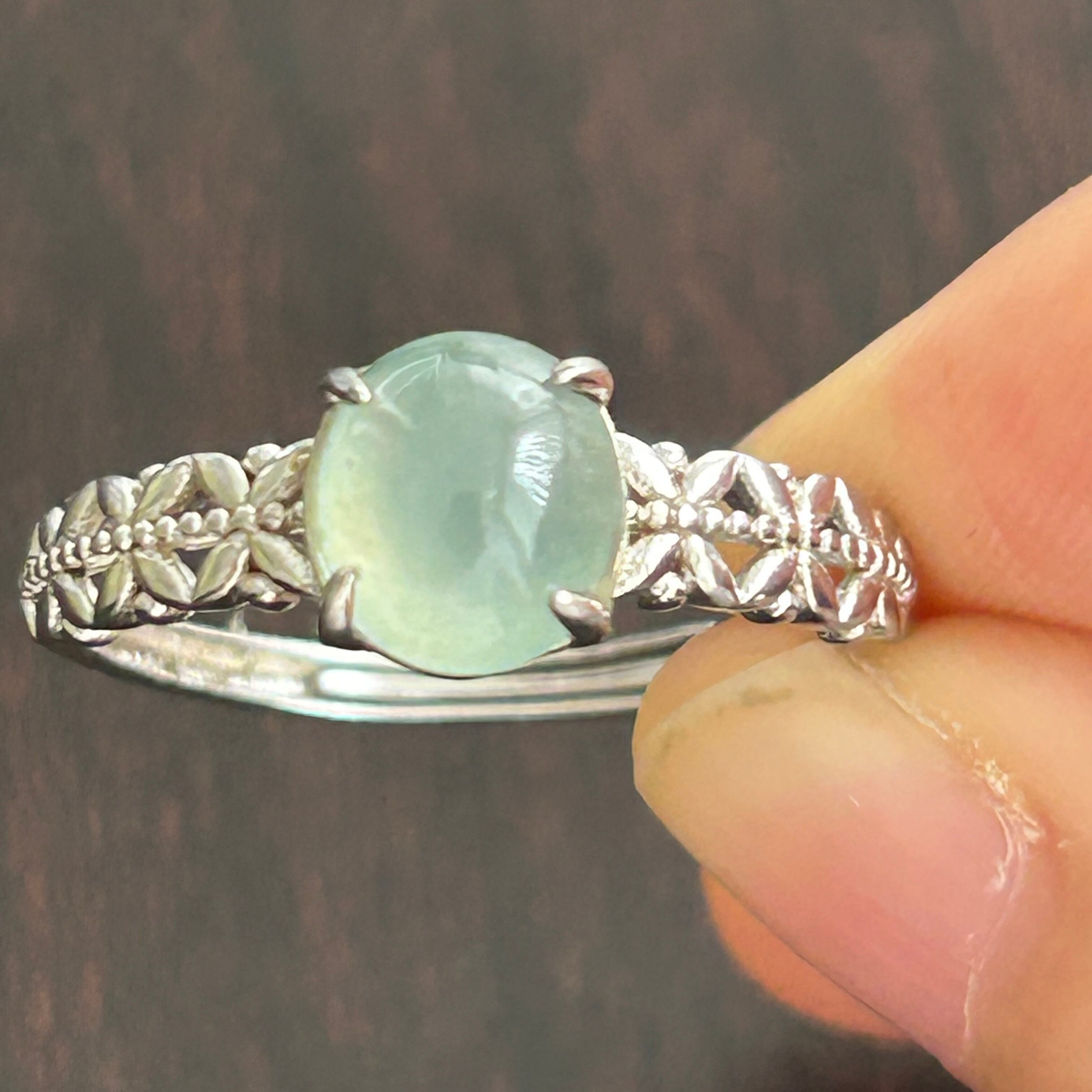 天然ミャンマー産A貨翡翠（ヒスイ） 白氷氷種リング bec86a5fa69046a12ff7fa4aac0588