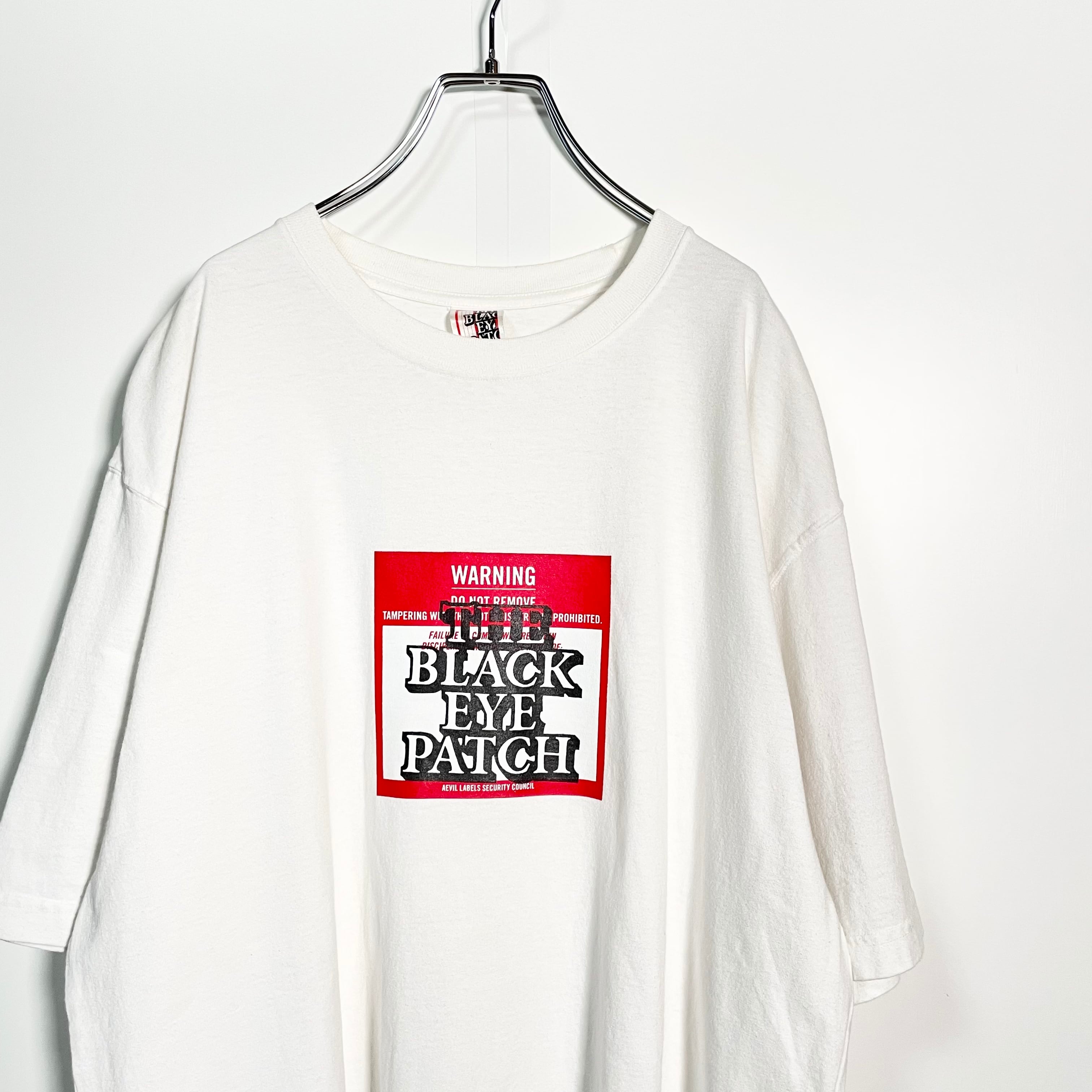 BLACK EYE PATCH WARNING LABEL ビッグサイズ Tシャツ 白 ...