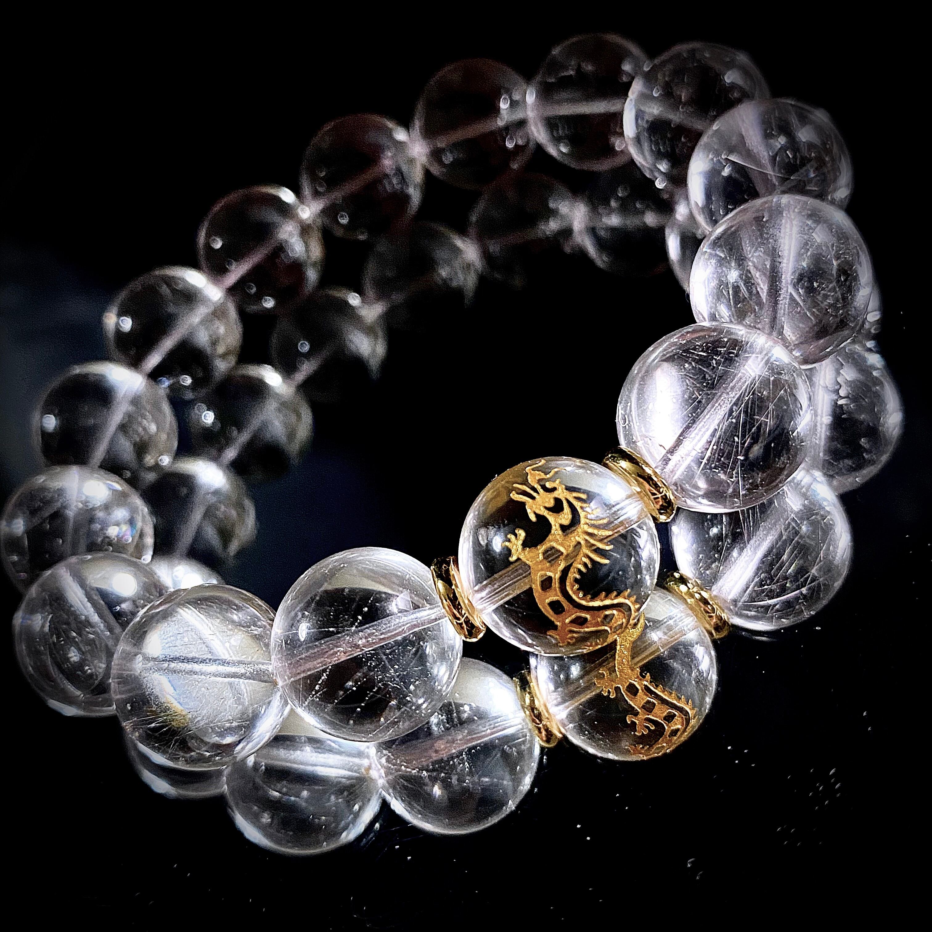 プラチナクォーツ / シルバールチル 龍 大玉 17cm 14mm 天然石