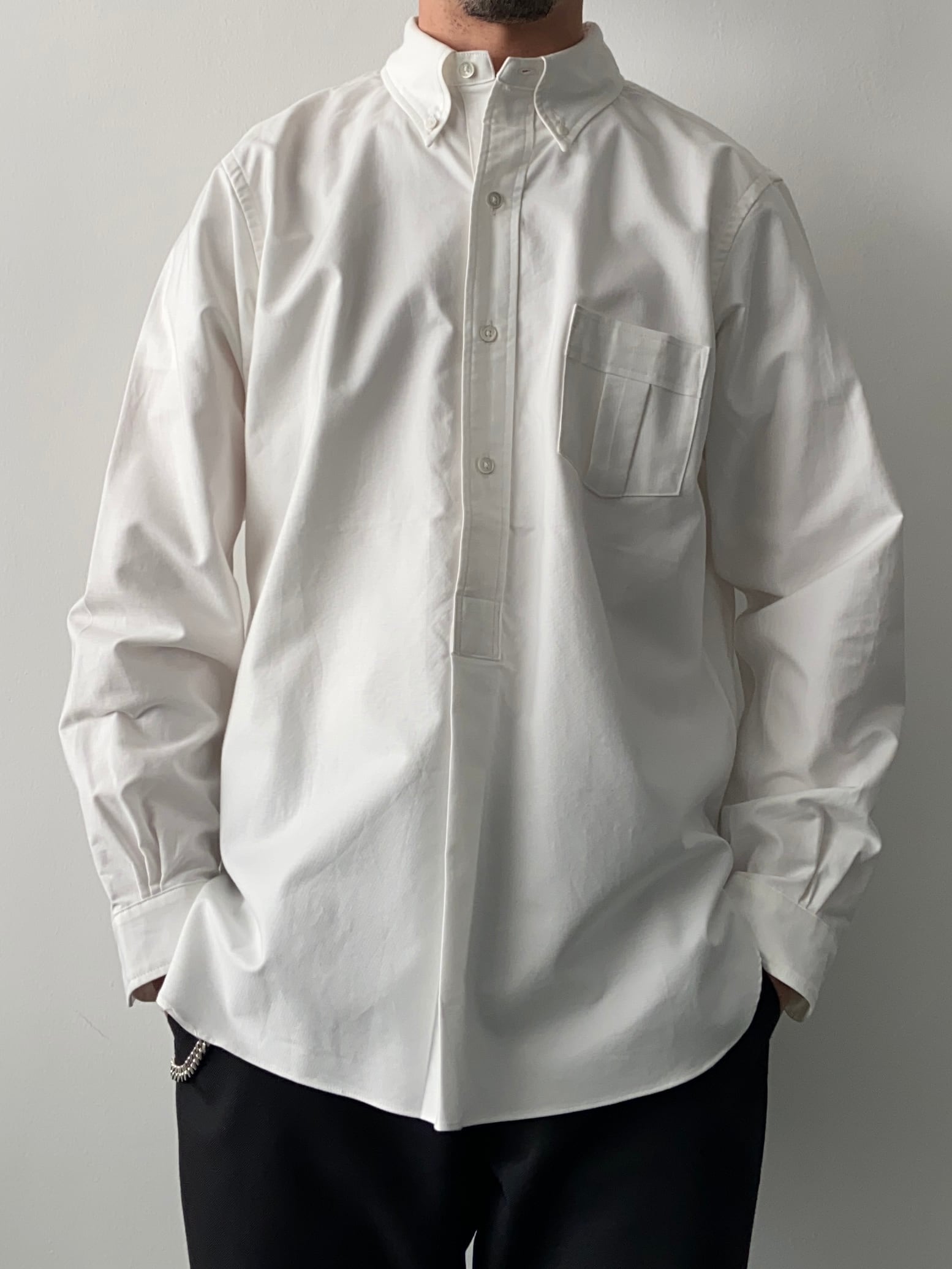 THE CORONA UTILITY / CS005 / White Collar Work Shirt / American Sea Island Cotton - White | DEXIM powered by BASE