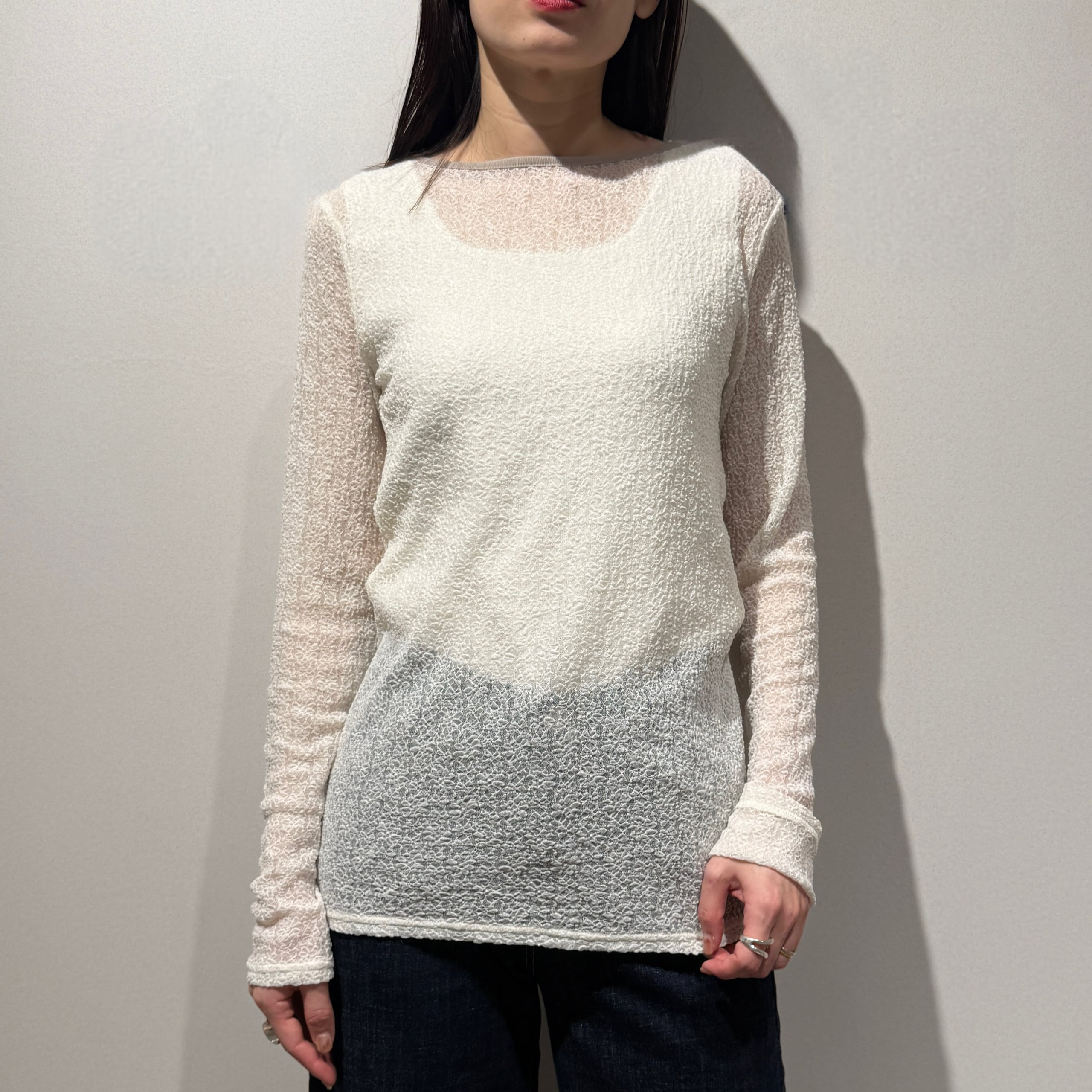 ストレッチレース小花柄カットソー