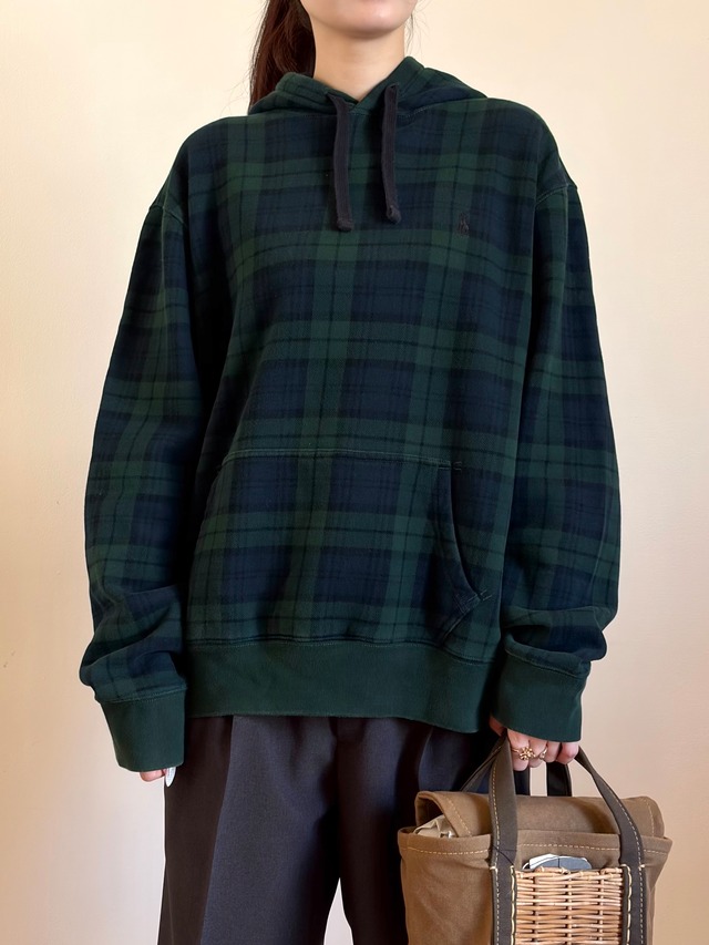 CU17-11 USED Ralph Lauren HOODIE -GREEN×NAVY-