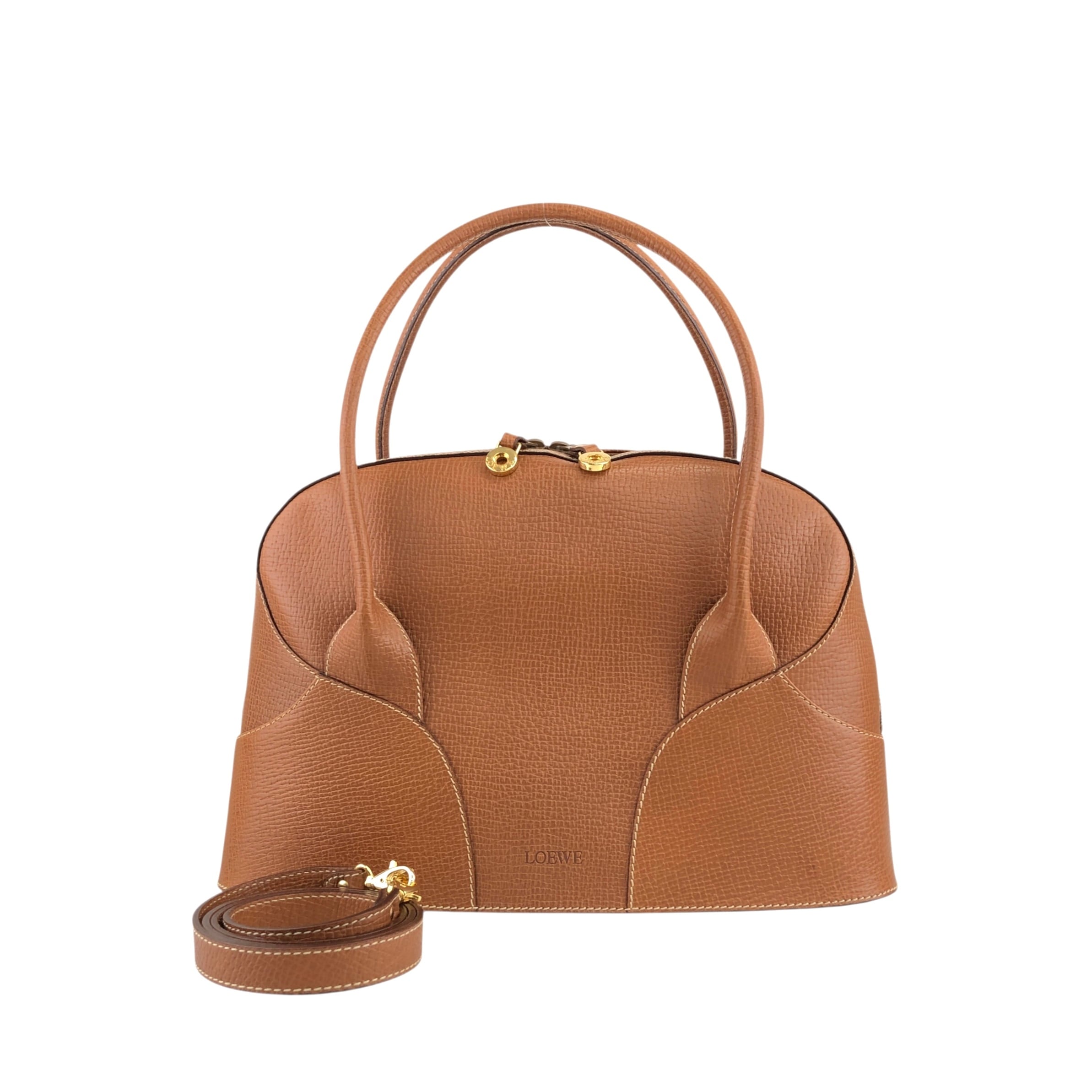 LOEWE ロエベ ハンドバッグ ブラウン 型押しレザー 2way vintage