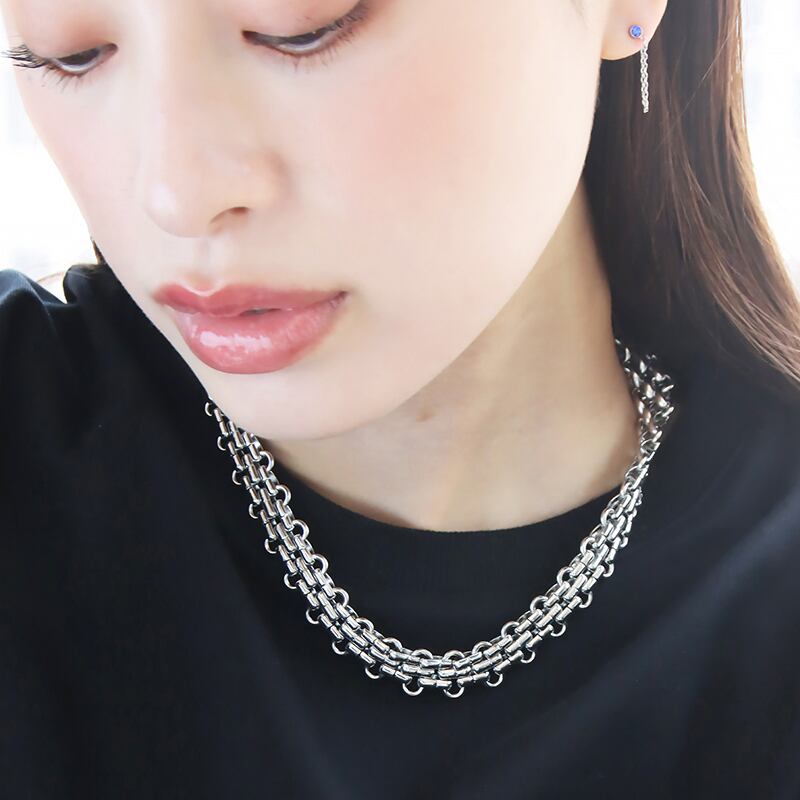 ネコポス便】ネックレス ダブルケーブルチェーンネックレス インパクト