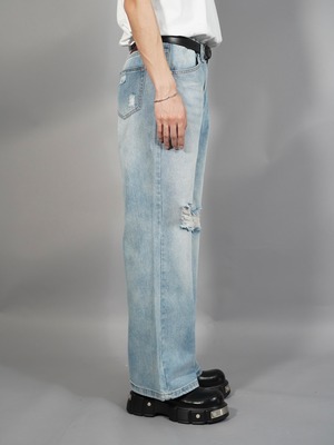 【ALUDE SELECT】bordeaux patch damage denim pants（2color）