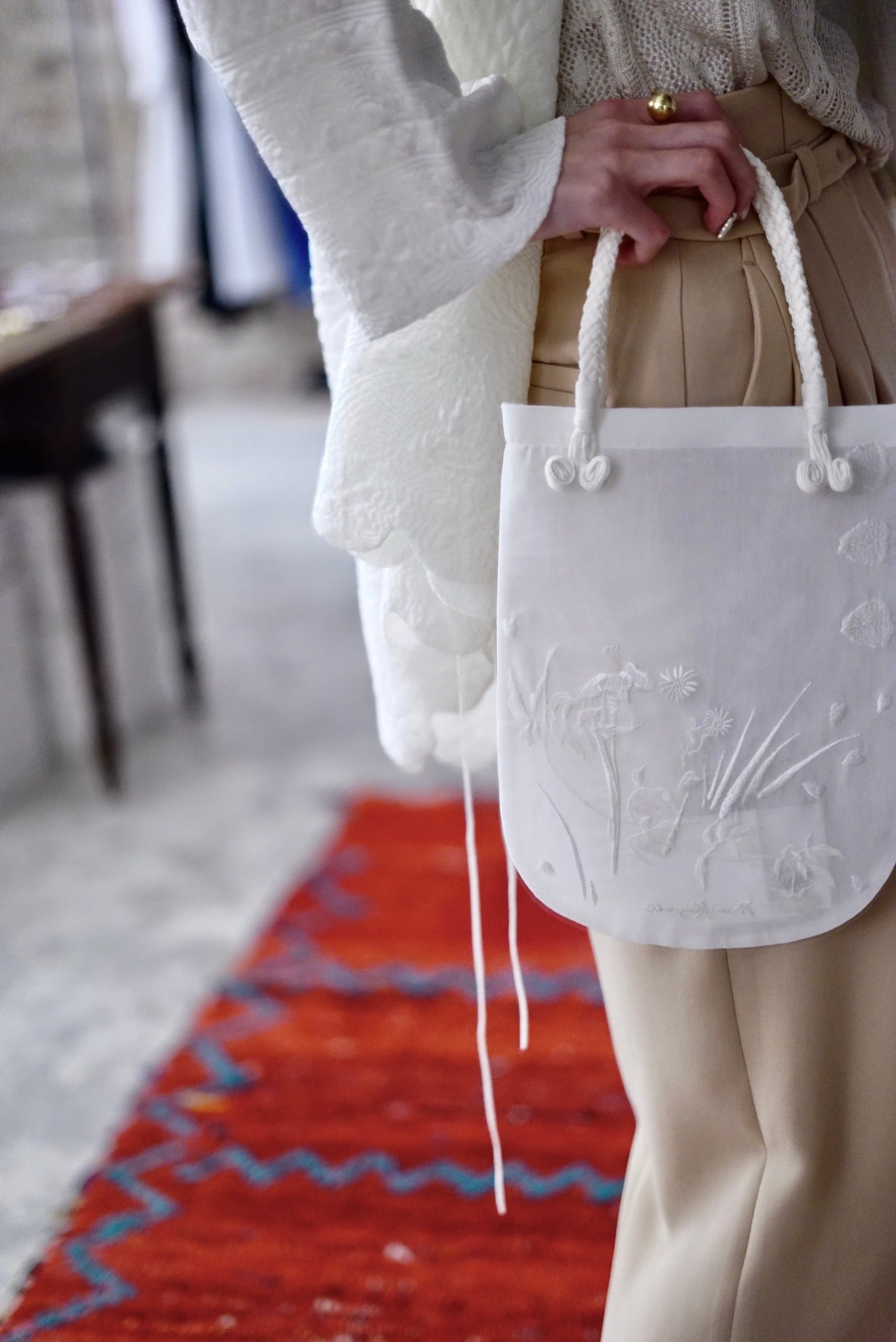 Mame Kurogouchi Embroidery Tote Bag