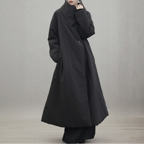Structured asymmetric collar coat C1381