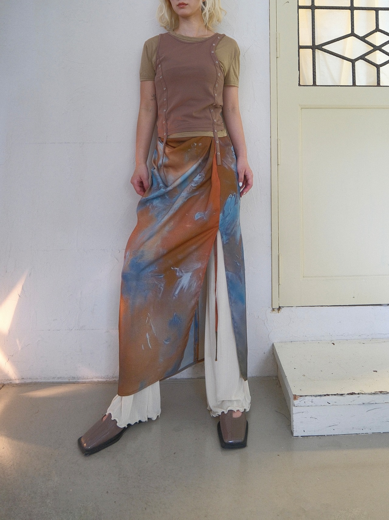 2piece Layered Tank Tee  / BEIGE - 3