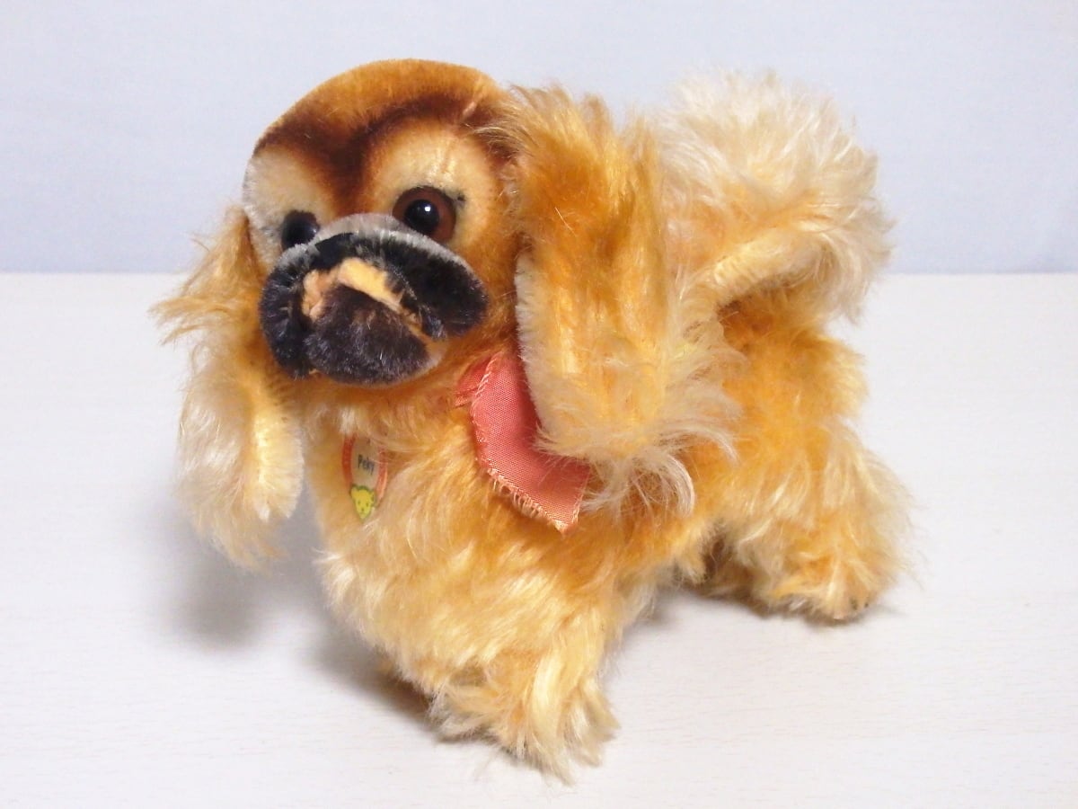 steiffシュタイフ/ ビンテージ・ぽんぽんプードル犬・ホワイト /7㎝ steiffシュタイフ/ ビンテージ・ぽんぽんプードル犬・ホワイト /7