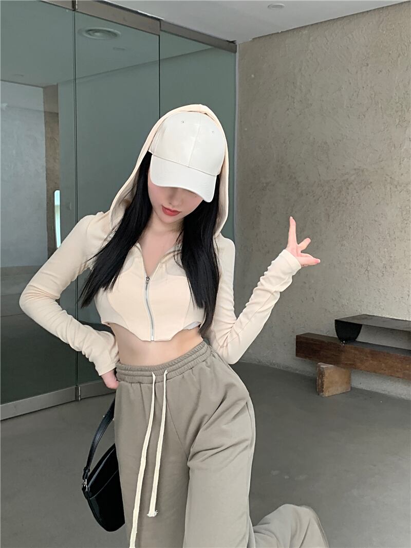 スタイルショートコート オータムフードカーディガントップス ロング 秋物 ブラックストロベリース98387400206