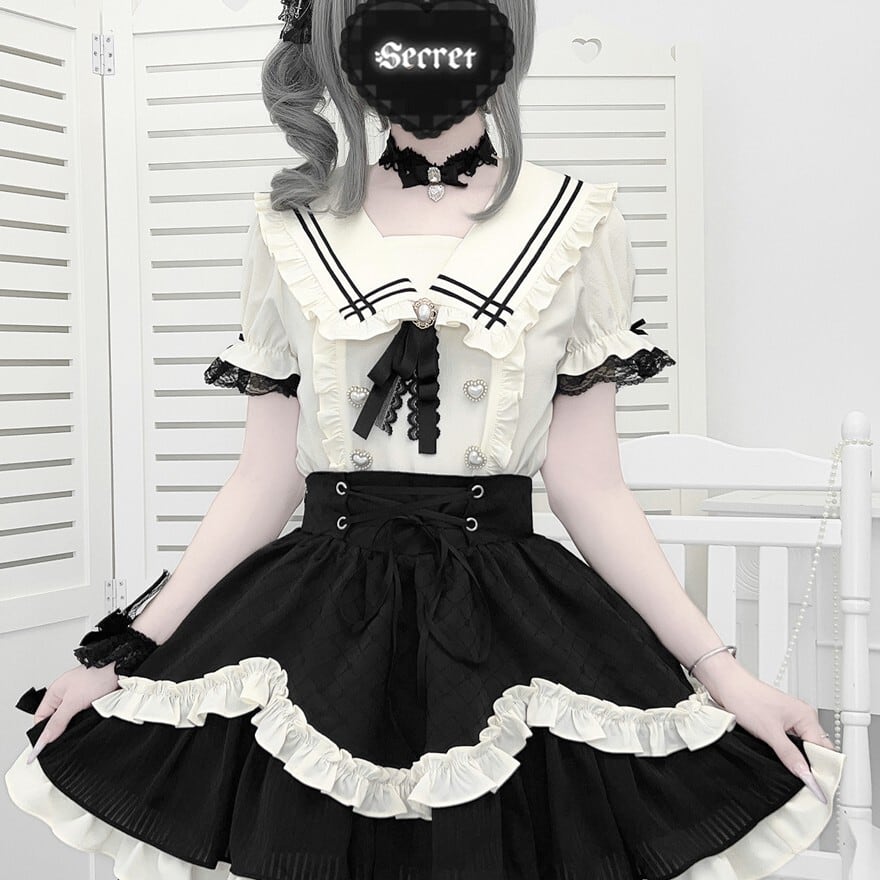 サブカル系 地雷 小悪魔 セーラー風 セットアップ 上下セット ゴスロリ