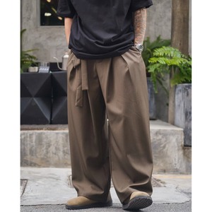 Sash tie pleated pants 1489