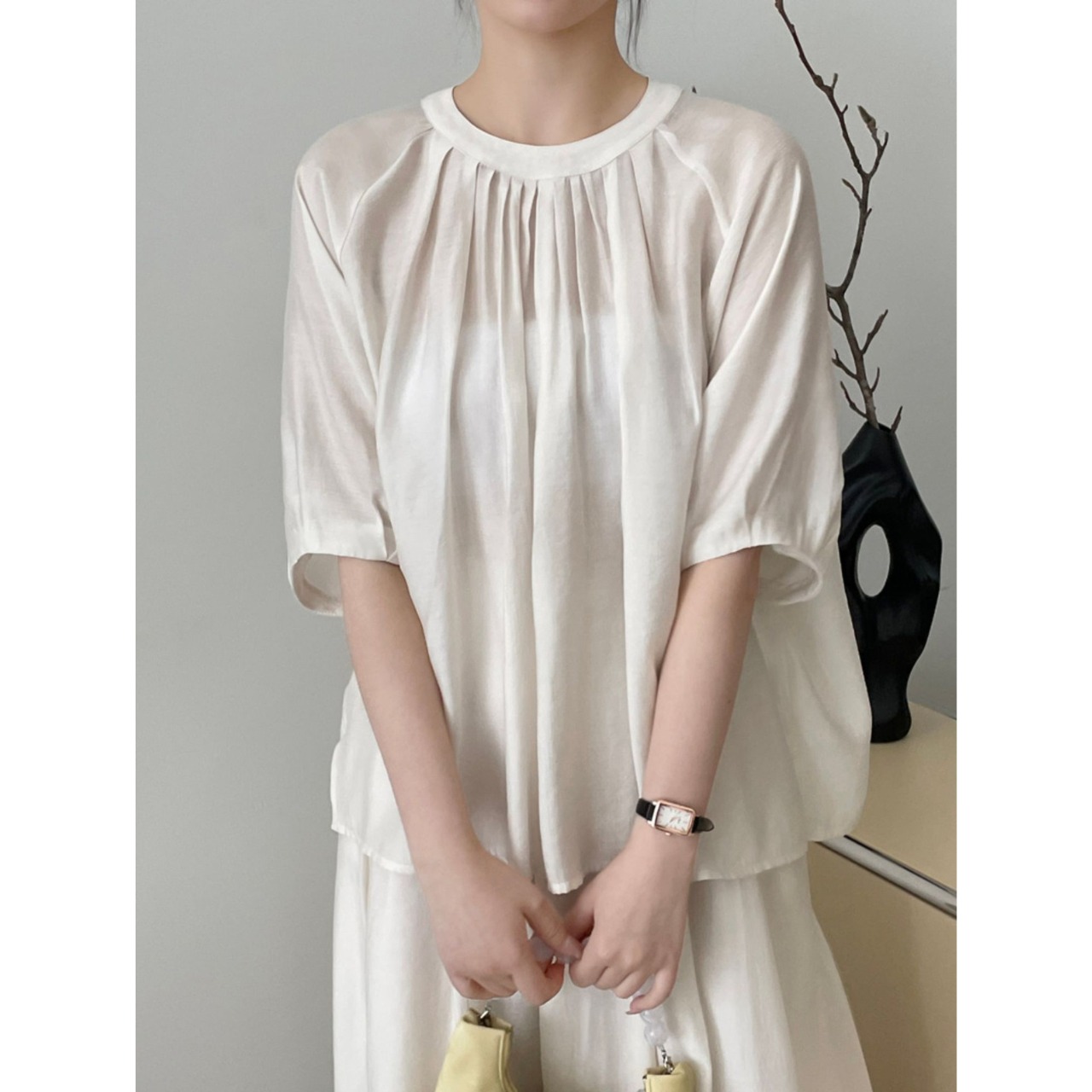 シアー バックレス タック ブラウス 10169