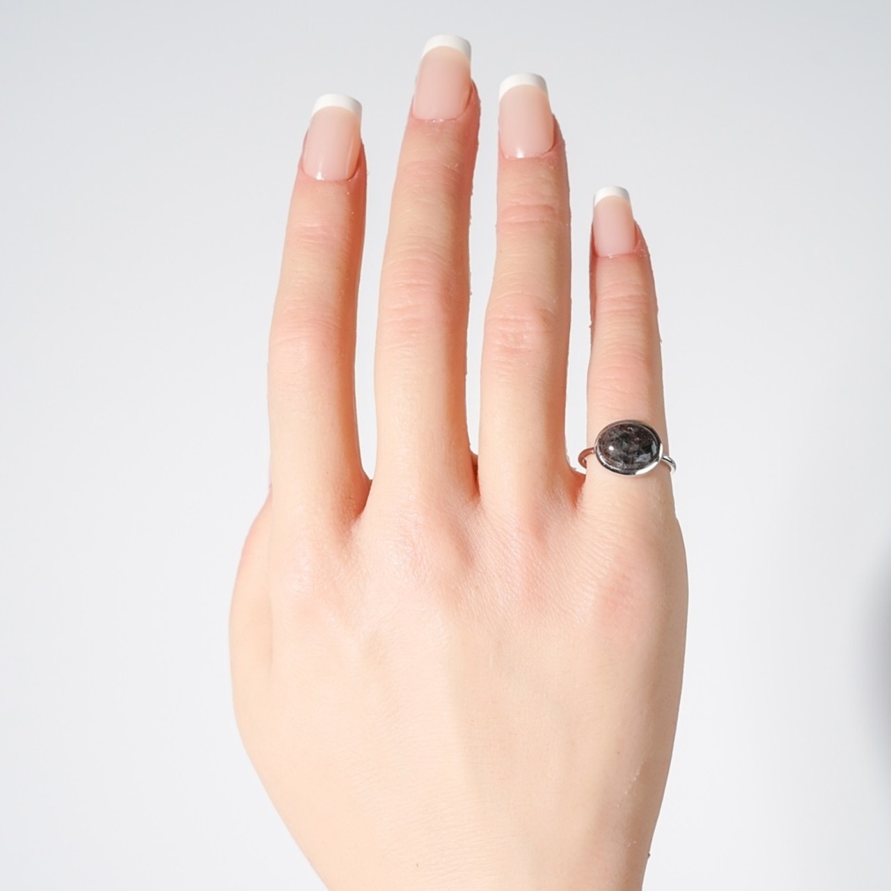 【9号】ブラックルチルクォーツ リング(SV)