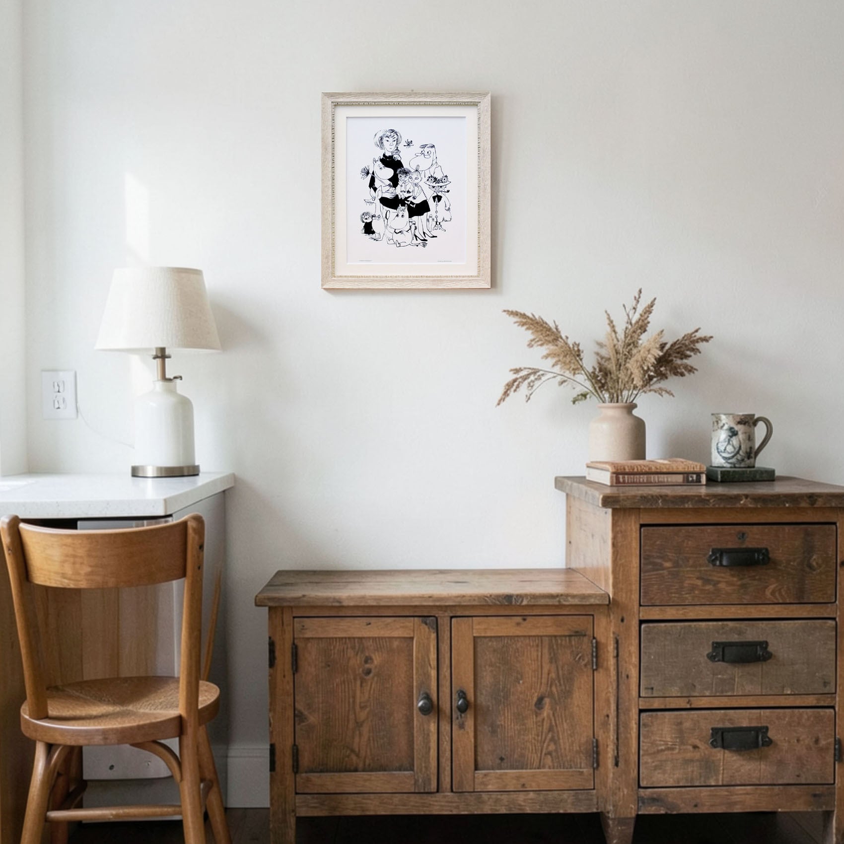 ムーミン 北欧 Putinki「トーベファミリー フラワー」送料無料 フレーム選択可能 展示用フック付アートポスター 絵画 インテリア アート