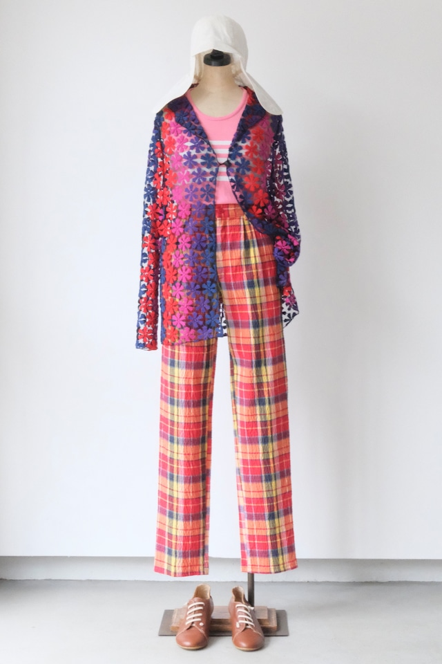 Colorful flower mesh lace cardigan