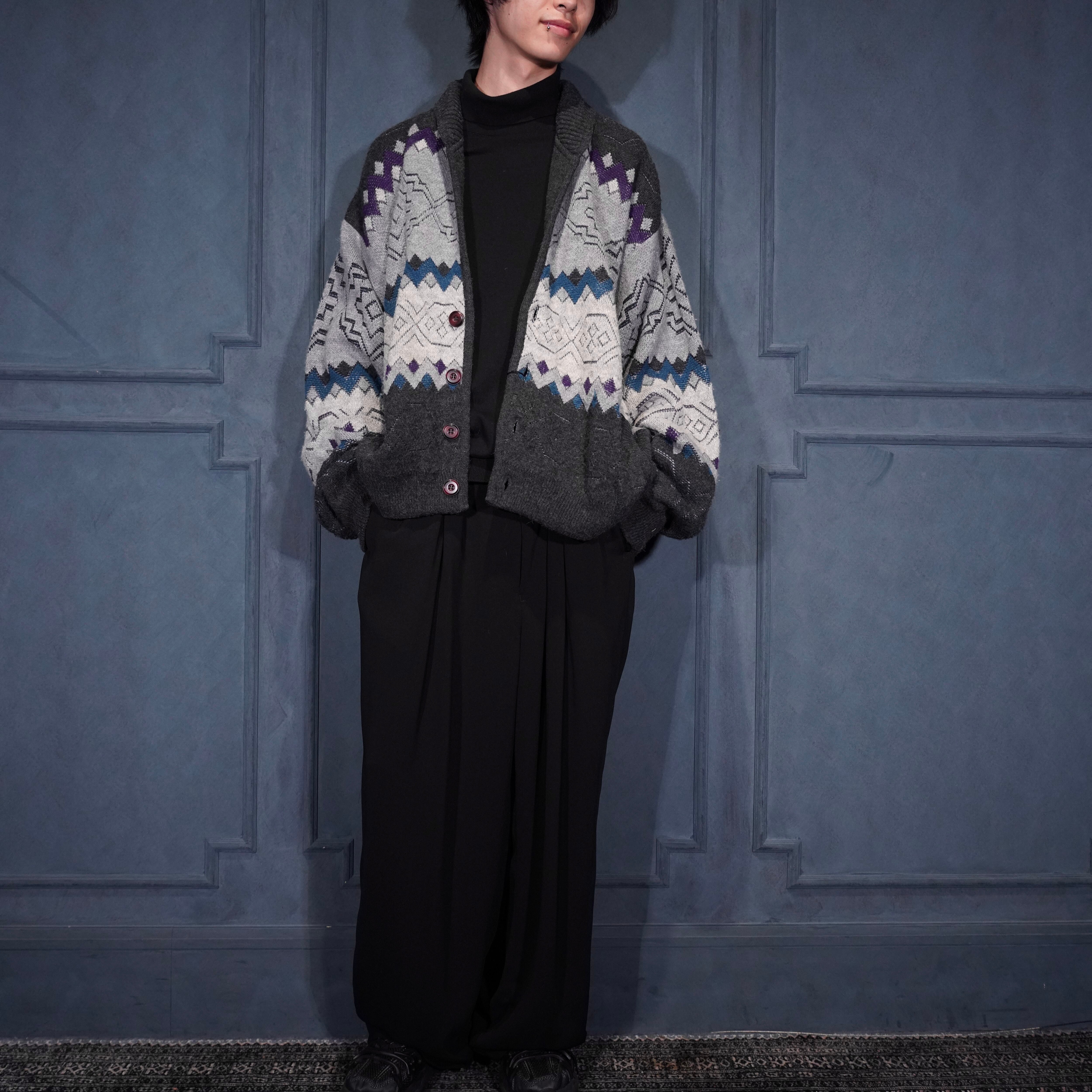 EU VINTAGE FRANK ALEXS EMBROIDERY DESIGN KNIT JACKET/ヨーロッパ