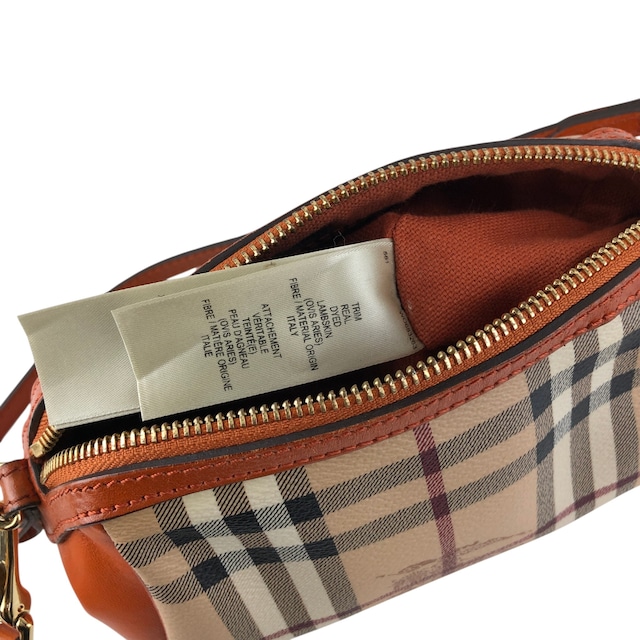 BURBERRY バーバリー ノバチェック ショルダーバッグ ベージュ×オレンジ ロゴ PVCレザー 2WAY ワンショルダー vintage ヴィンテージ オールド 2e2732